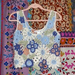 Altar'd State Floral Crochet Top with Earthy Tones